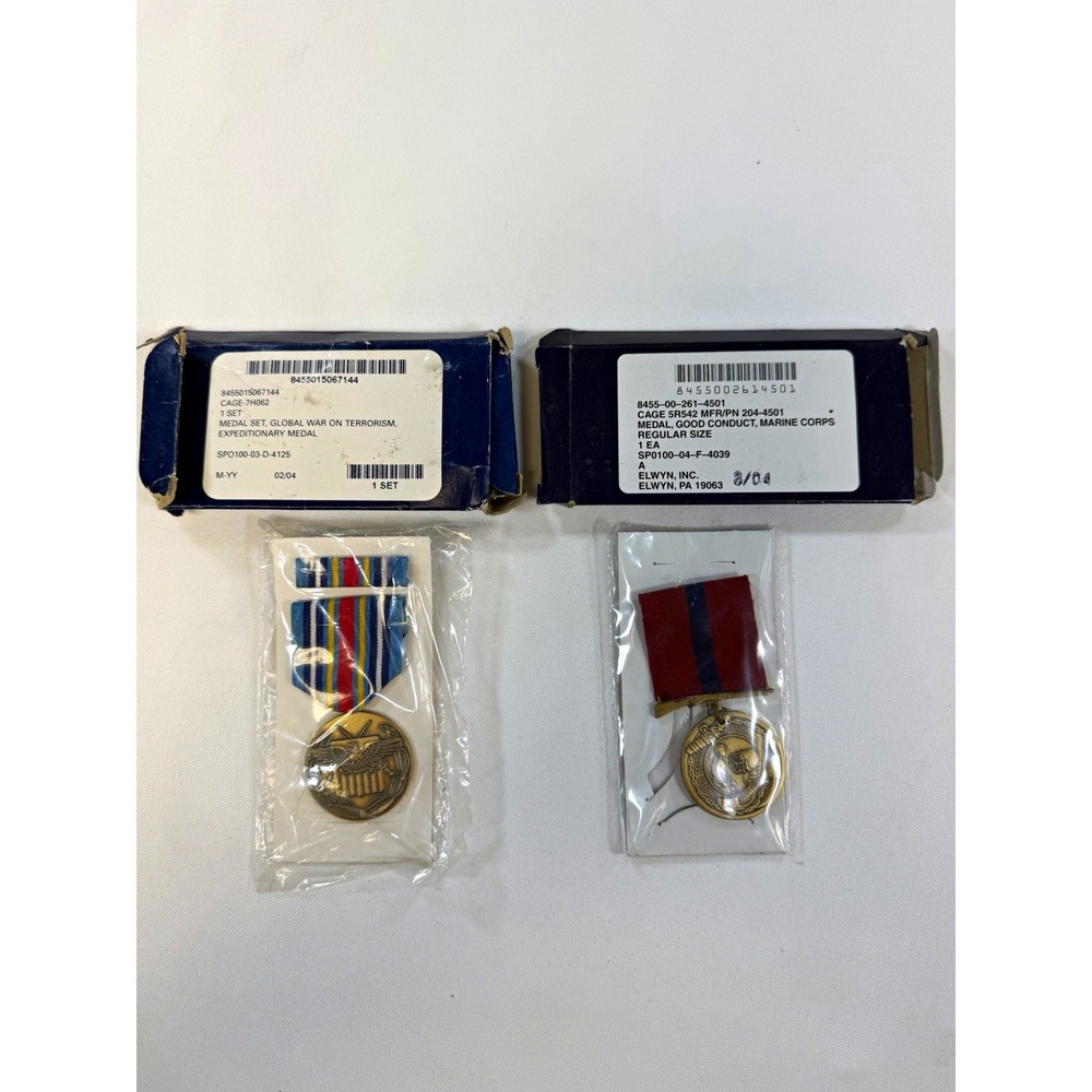 USMC Medal Set Good Conduct & GWOT Expeditionary Medals NIP 2004 Original